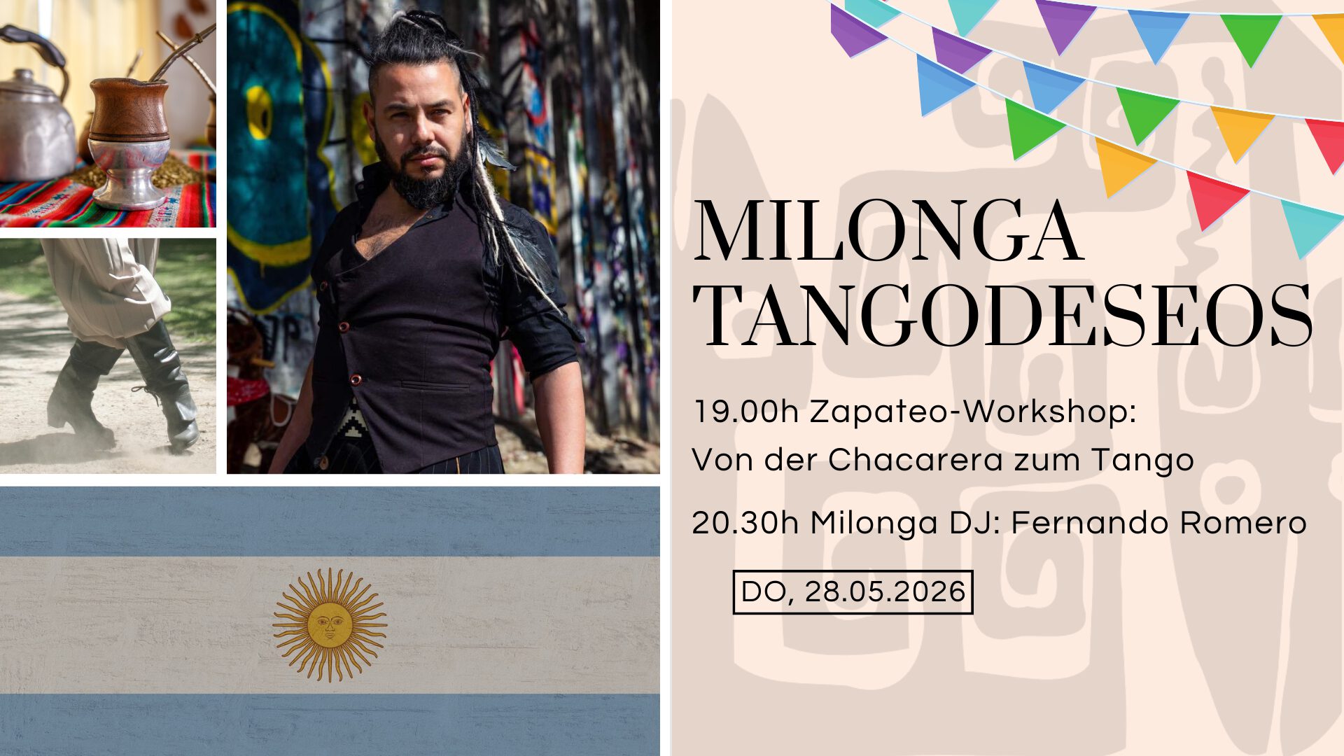 Sie betrachten gerade 28.05. Milonga Tangodeseos mit DJ Fernando „Chucky“ Romero & WS Zapateo
